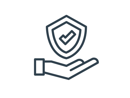 Icon Versicherungen - Hand hält ein Schild um Schutz zu symbolisieren